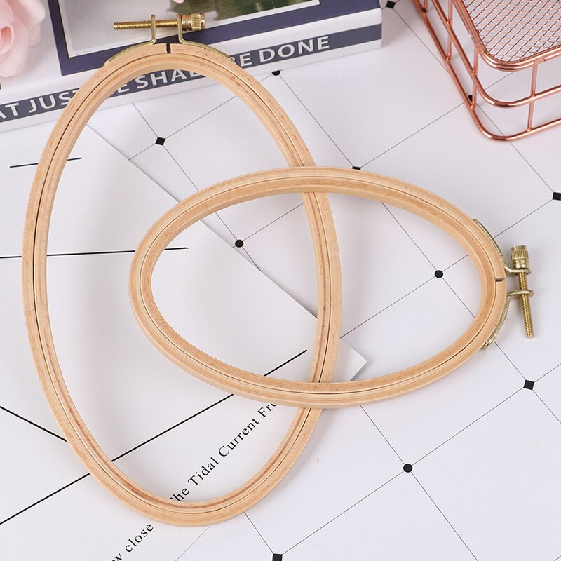 16/21CM Wooden Bamboo Embroidery Frame Oval Embroidery Hoop Ring Cross Stitch Machine DIY Household Sewing Tool