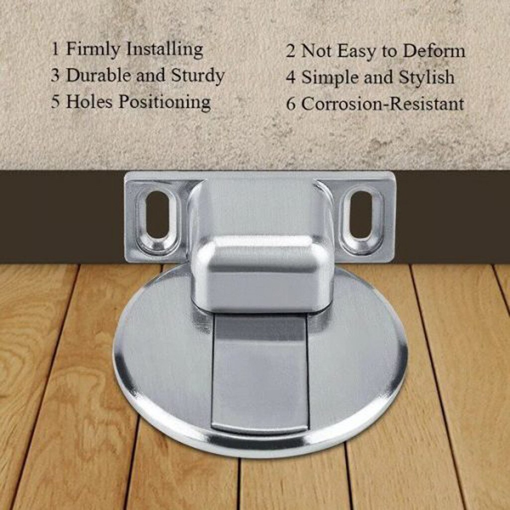 1pc Door suction device Suction Door Stops Invisible Anti-collision Punch Stainless Steel Magnetic Home#35