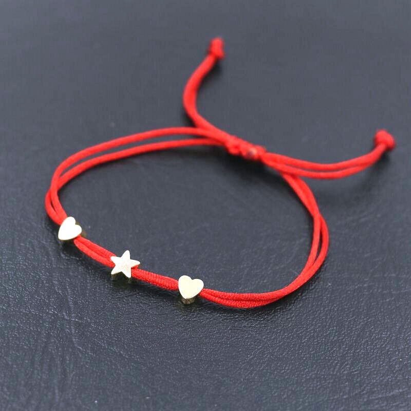 BPPCCR Glück Liebe Herz bilden Sterne Charme Paare Armbinde Dünne rot Seil Gewinde Schnur Abstand Armbänder Für Männer Frauen