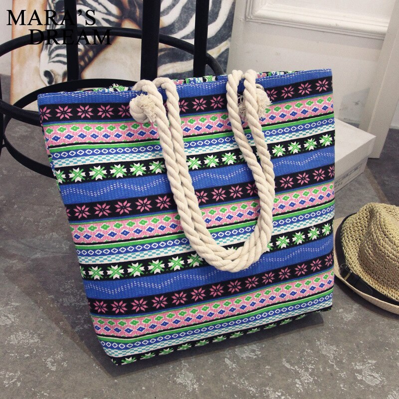 Mara 'S Droom Vrouwen Tas Bloemen Handtassen Grote Capaciteit Rits Canvas Schoudertas Winkelen Strand Tassen Pouch Feminina