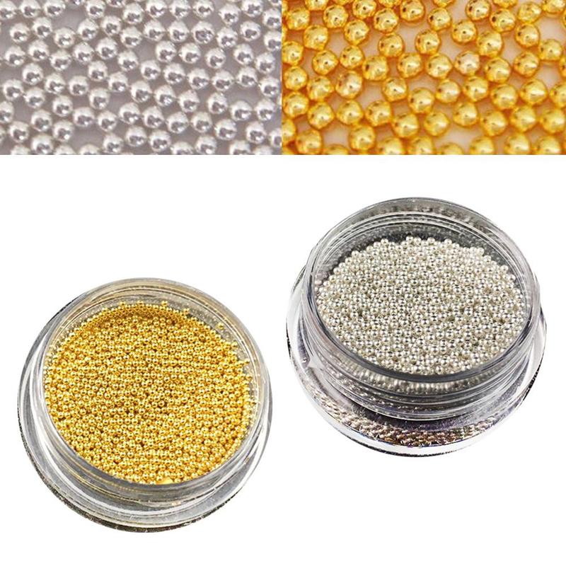 0.8mm 3d Metal Micro Beads Stainless Steel Nails Art Caviar Beads For Nail Rose Gold Silver Nail Beads Decorations Studs