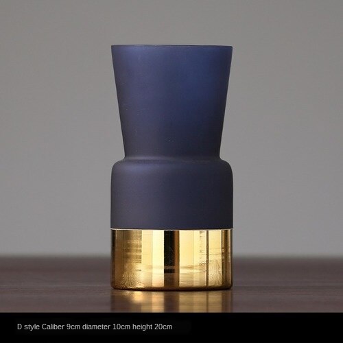 European Style Frosted Glass Vase Living Room Floral Hydroponic Flower Arrangement Blue Phnom Penh Family Vase Home Decoration: D