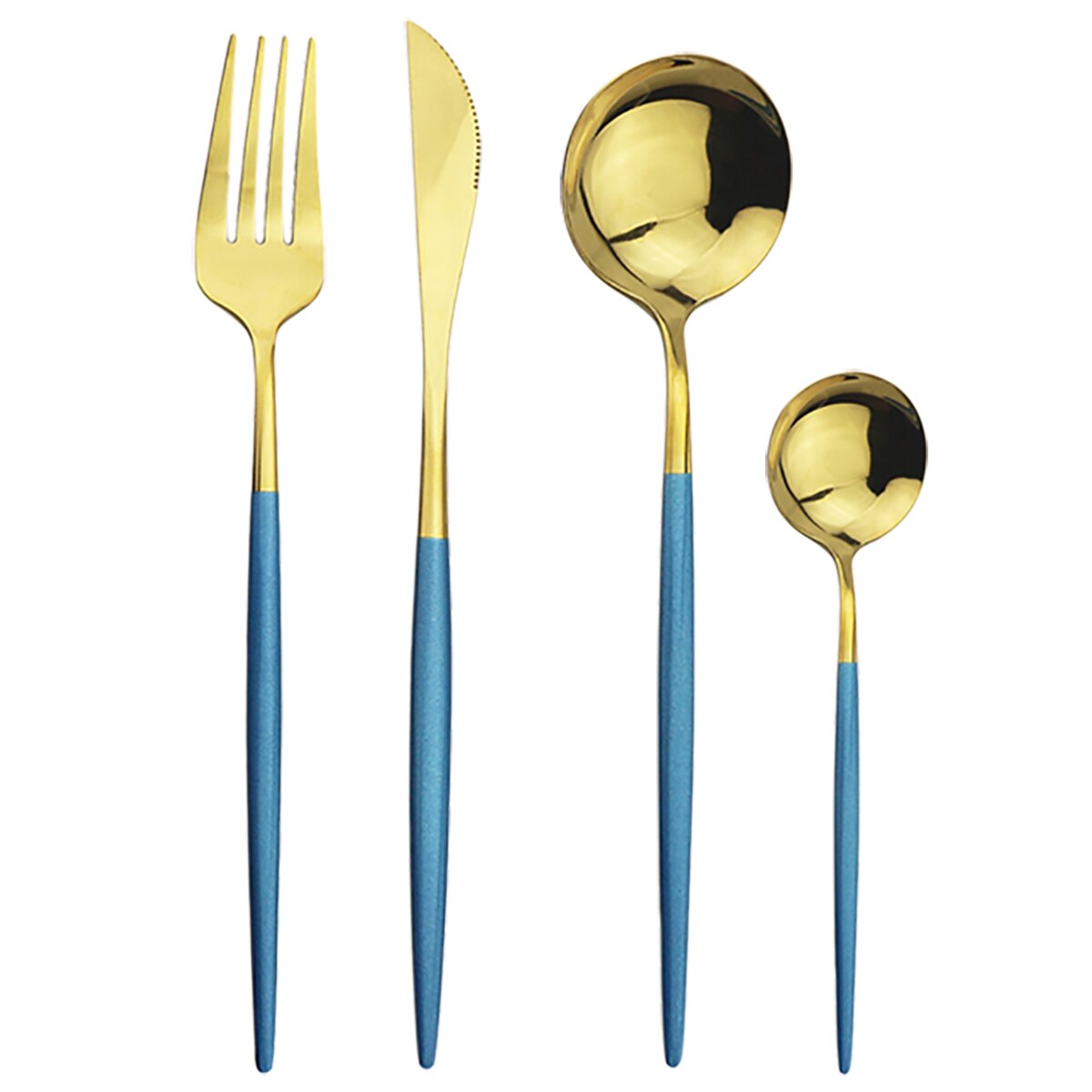 32 teile/satz Besteck einstellen Schwarz Gold Besteck einstellen 18/10 Edelstahl Geschirr einstellen Messer Gabel Löffel Geschirr Küche Geschirr: Blau Gold