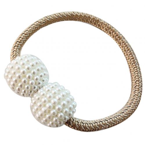 Abrazadera magnética para cortina, soporte de anillo para cortina, cuentas de perla de imitación, accesorios decorativos para el hogar: Light Coffee