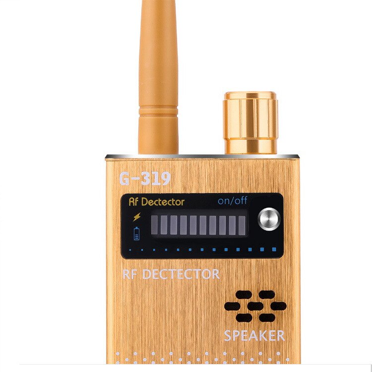 Trådløs rf signal detektor mobiltelefon detektor fuld rækkevidde signal bug detektor finder gsm enhed 1-8000 mhz  g319: Guld