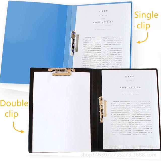 Tas Voor Documenten A4 Data Organizer Dagboek Bestandsmap Enkele-Dubbele Clip Hoge Capaciteit Leuke Kantoor Vergadering Briefpapier Opslag: Double clip-Blue