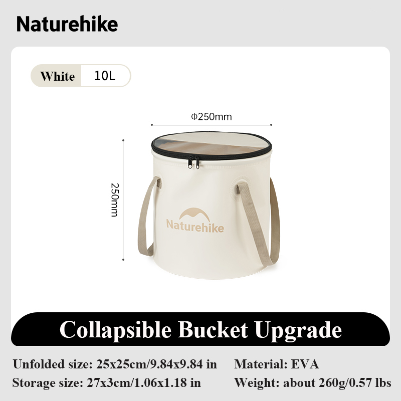 Naturehike hopfällbar hink 10l 20l utomhus bärbar hopfällbar hink eva livsmedelsklassad hink picknick grill camping vattenhink: Beige