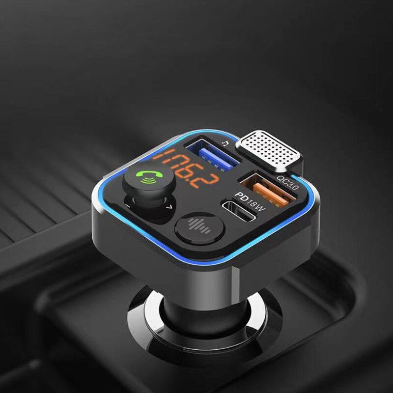 Lencent Bluetooth 5.0 FM Transmitter Car Music Player Deep Bass Hi-Fi Audio Bluetooth Radio Adapter Dual USB 20W Fast Charging