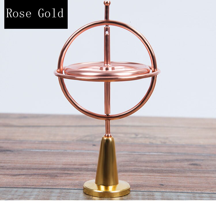 Wetenschappelijke Educatief Creatieve Metalen Vinger Gyroscoop Gyro Top Druk Verlichten Klassieke Speelgoed Traditionele Leren Speelgoed Voor Kinderen: Rose Gold