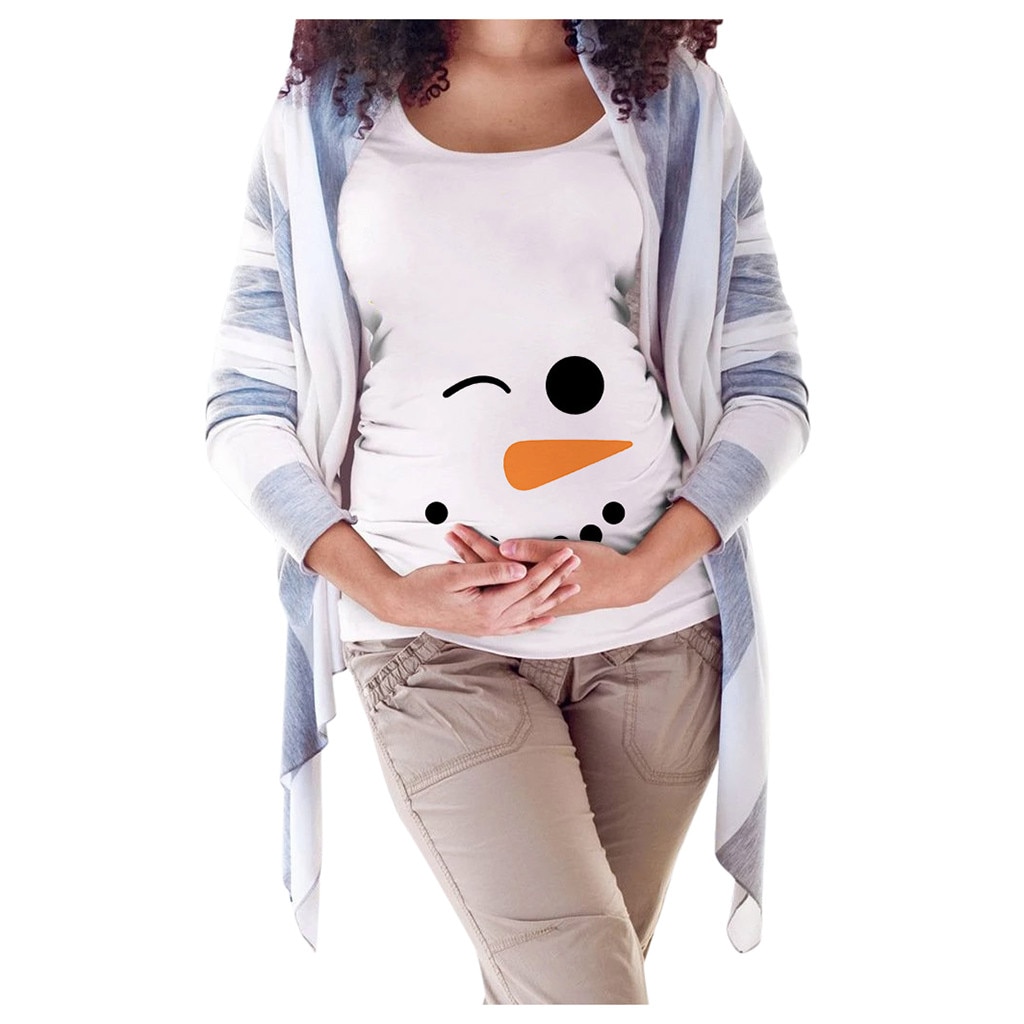 Christmas Maternity Clothing Tees Tops Summer Pregnant Maternity T Shirts Short Sleeve Casual Pregnancy Clothes Funny Pregnant