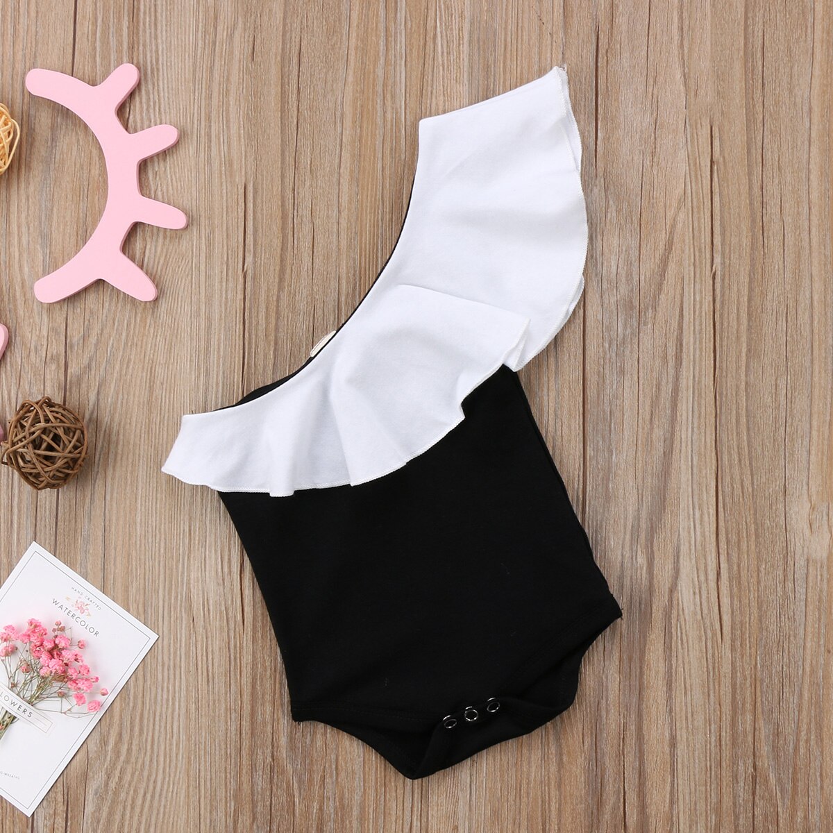 bebé recién nacido bebé chica hombro Body de volante Braga vestido Patchwork ropa 0-18M