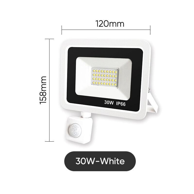LED Floodlight RIP Motion Sensor IP66 Outdoor Waterproof 10W 20W 30W 50W 100W Garden Landscape Spotlight Gateway Wall Light: White 30W / Cool White(5500-7000K)