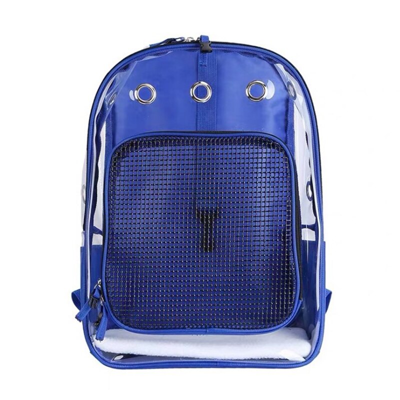 Pet Outdoor Clear Carrier Backpack Adjustable Transparent Pet Cat Dog: Blue