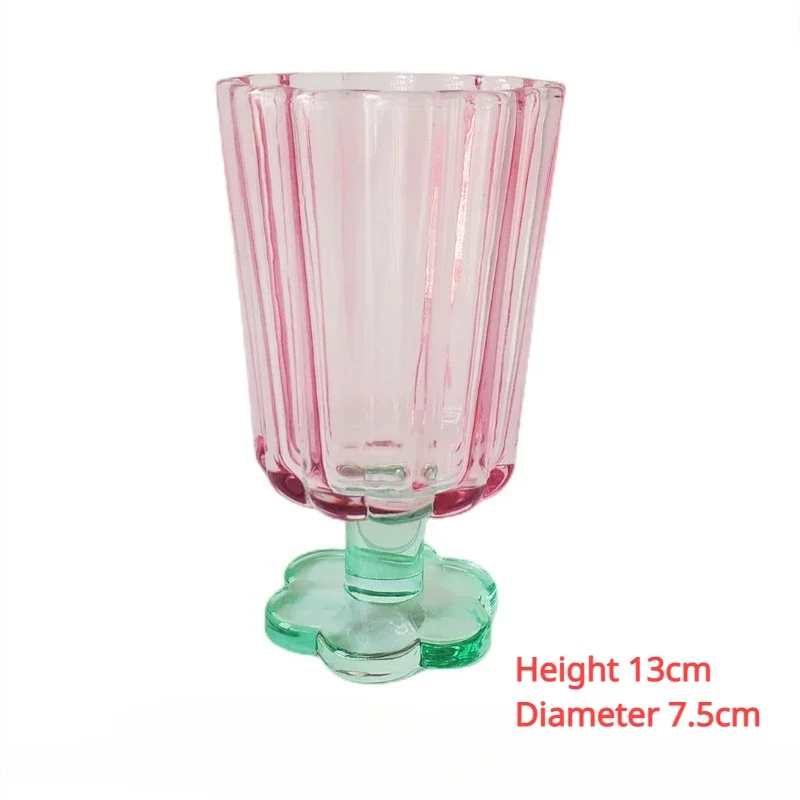 220ml Glass Colorful Flower Shaped Vase Plant Flower Arrangement Ornament Wine Glass Tea Drinking Glass Bar Drinkware Glass Cup