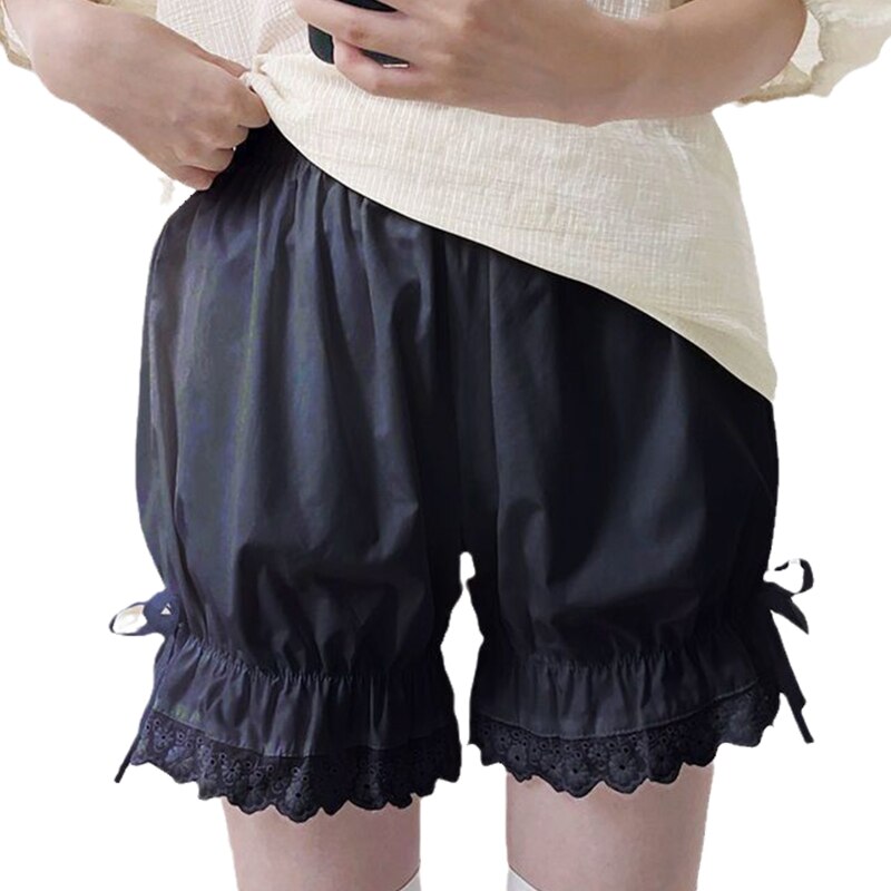 Kvinder vintage victorian gothic bloomers flæsede blonder lolita græskar shorts søde søde sløjfe løse sikkerhedsbukser: B / S