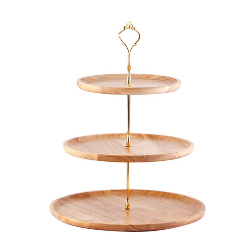 Wood Storage Tray 2/3 Tier Cake Cupcake Dessert Stand Fruit Serving Tray GXMA