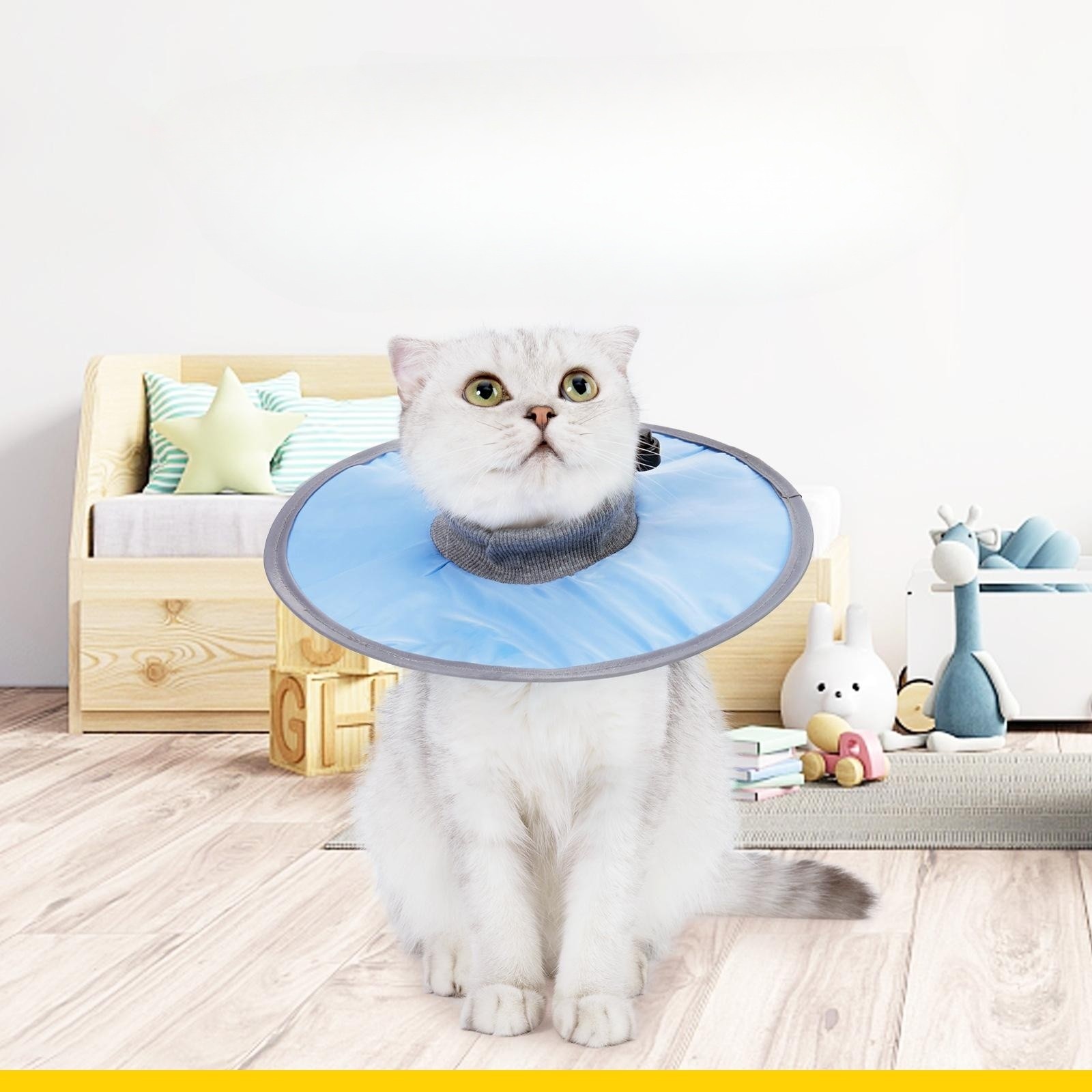 Coleira de cone de gato ajustável, coleira de recuperação de gato após cirurgia, cura de feridas, pescoço de gato, coleira elisabetana para gato gatinho