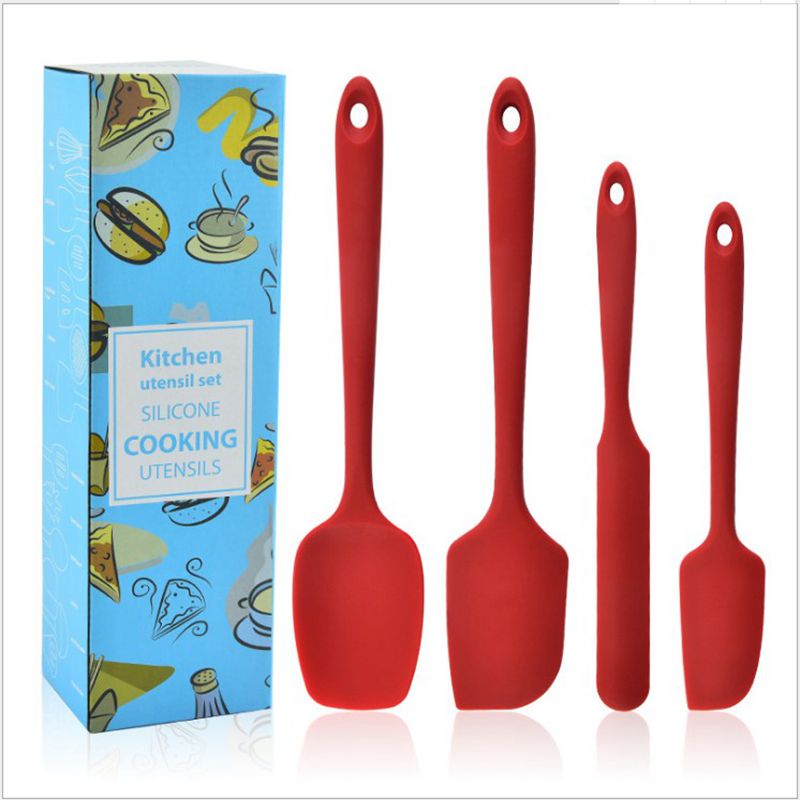 Panelas Antiaderente Para Cozinha Conj　Baking Tool Set 4-Piece Silicone Kitchen Ttools Integrated Silicone Scraper Spatula Cake