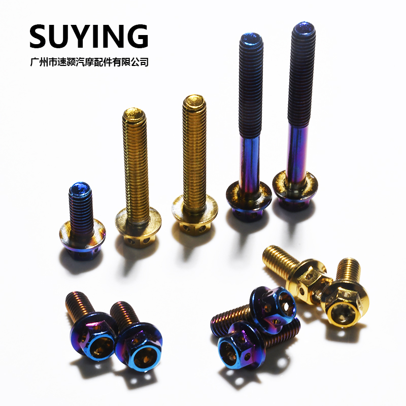 M6 M8 Burn Titanium screw 304 stainless steel with titanium plated blue gloden Hexagon Flange Head Screw bolts Electric