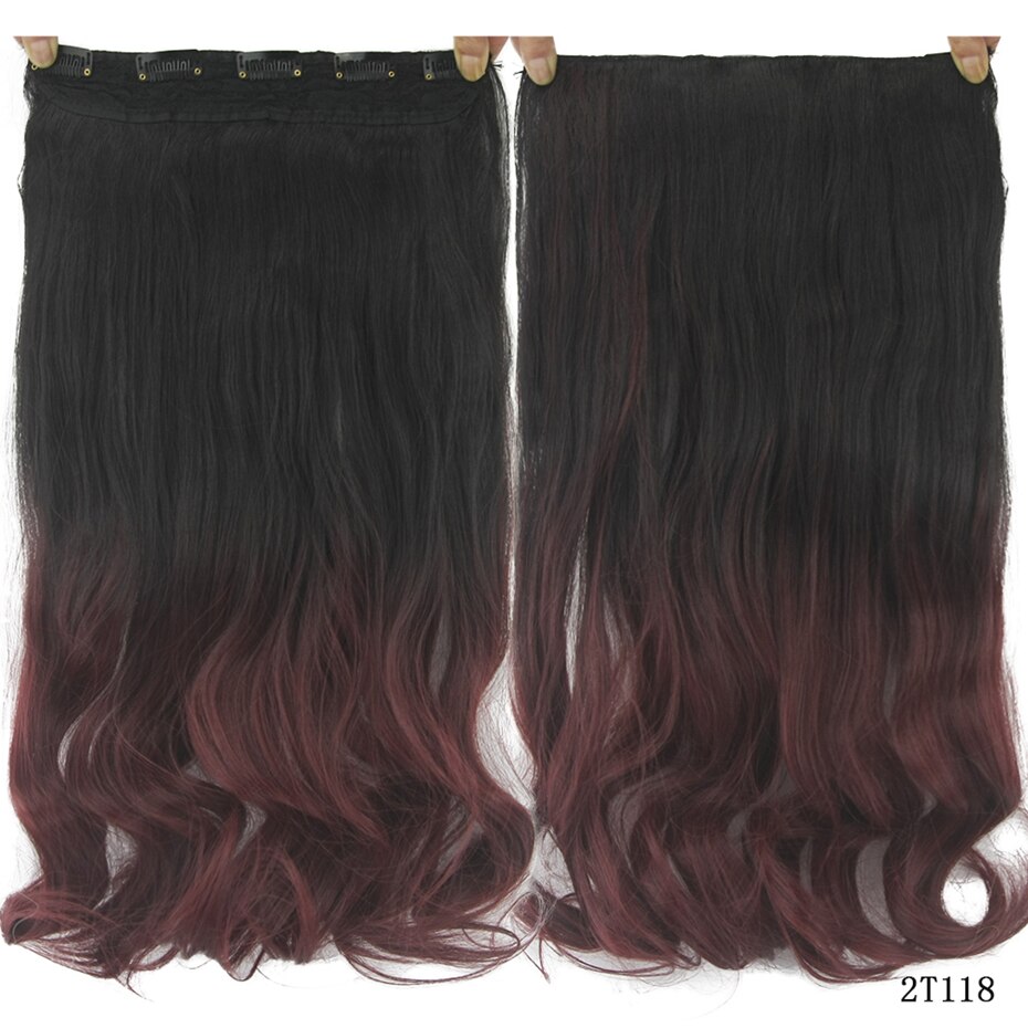 Soowee 60cm Lange Synthetische Haar Clip In Hair Extension Hittebestendige Haarstukje Natuurlijke Golvend Haar Stuk: 2T118