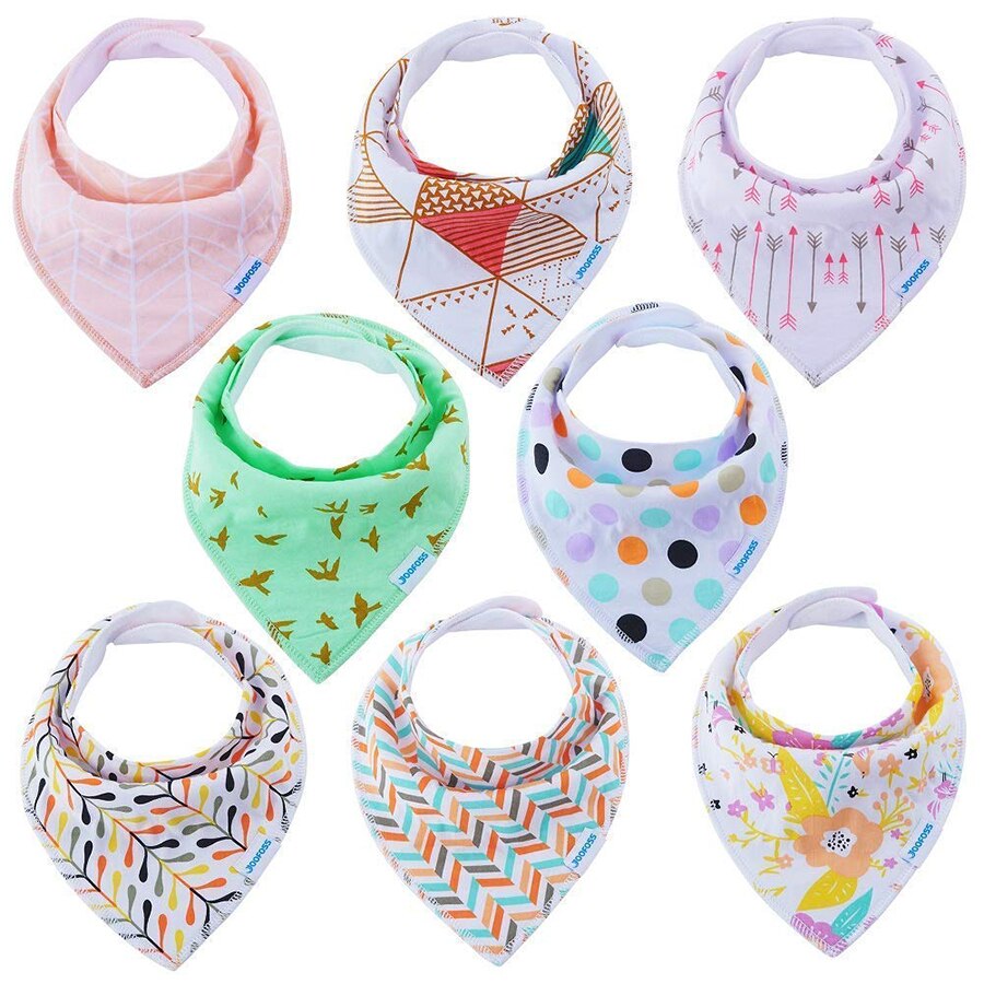 8 stuks/set baby kwijl slabbetjes meisjes driehoek dubbele lagen katoen zacht natuurlijk katoen baby kwijl slabbetje voor kwijlen super absorberend: Default Title