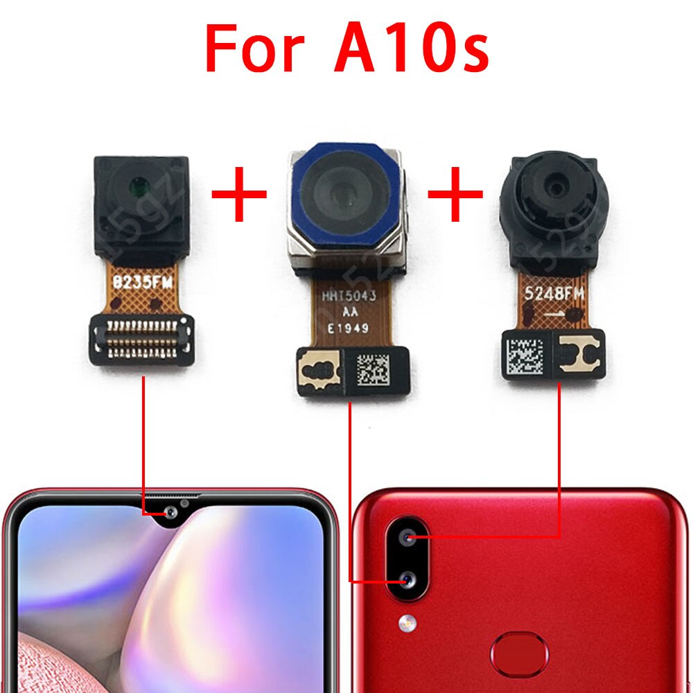 Cámara Frontal y trasera Original para Samsung Galaxy A10s A107, módulo de cámara Frontal principal, piezas de repuesto flexibles: A10s Back Front