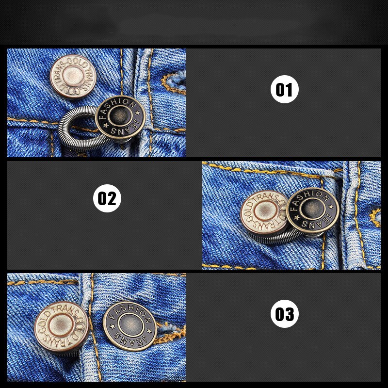 5 stk jeans taljeforlængelse justerbar strækknap fjederbukser generelt metalknapper tilbehør