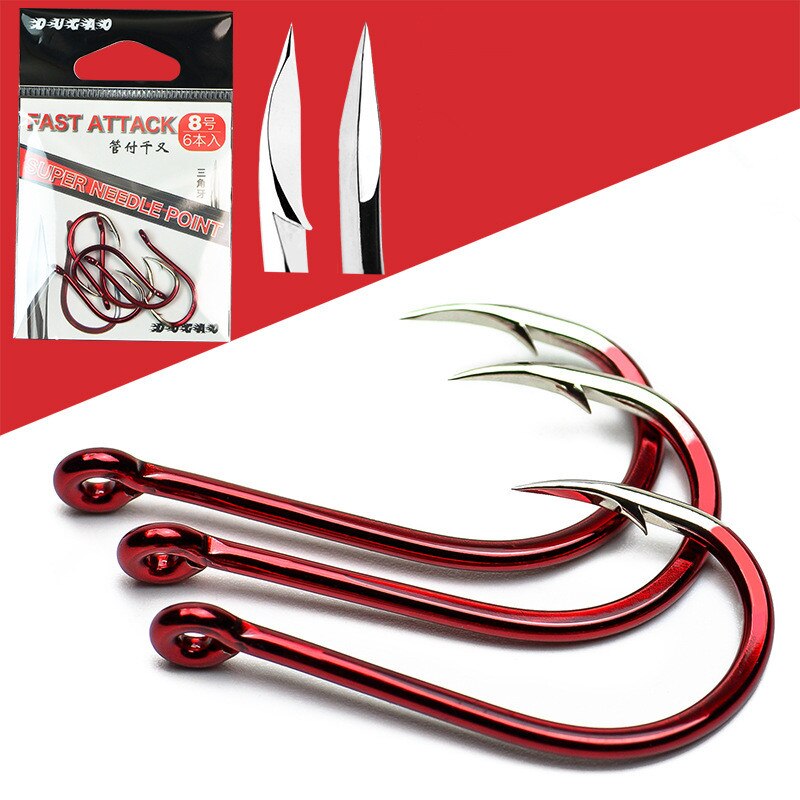 Amo spinato da pesca curva bocca attacco rapido triangolare Super ago punto amo da pesca spigola nera Bass giappone ganci confezione da 4-8 pezzi