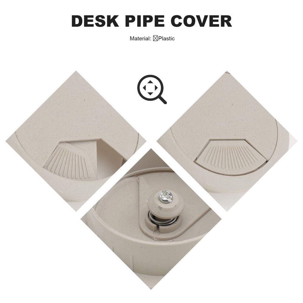 10pcs Office PC Computer Desk Grommet Cable Hole Cover 50mm Diameter (Grey white)