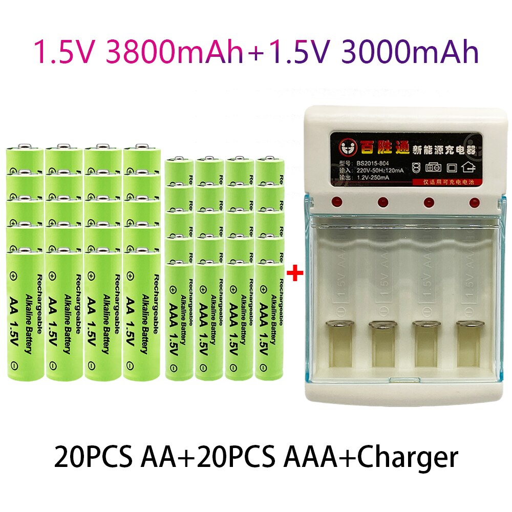 Batterie Rechargeable 100% originale, 1.5 V AA3.8Ah + AAA3.0Ah, NI-MH 1.5 V, pour horloges, souris, ordinateurs, jouets,: YELLOW
