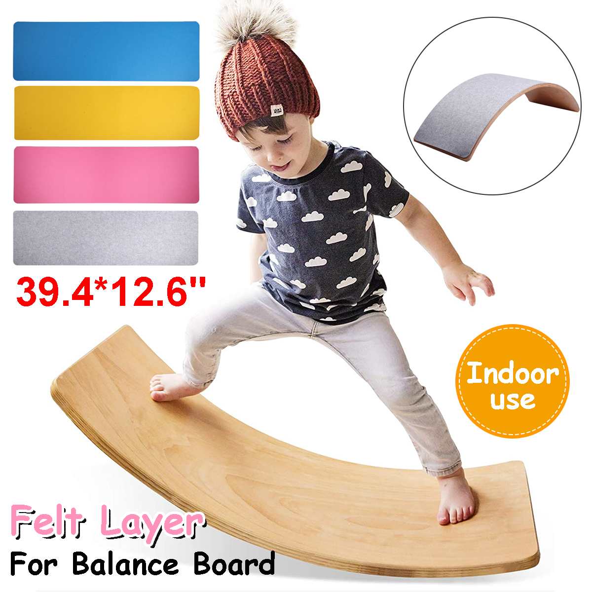 100 x 32cm børn træ balance balance board cover body wobble balance workout twist træningsudstyr balance vippe cover
