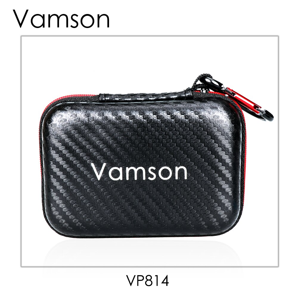 Vamson tilbehørssæt til gopro hero 8 sort bundt inkluderer sort bæretaske+skærmbeskytter i hærdet glas  vp814: Vp814