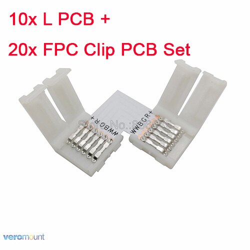 10 stk/parti 12mm 6 -pin rgb+cct l type ingen loddehjørnestik til rgb cct 5 in 1 led strip 6- pin stik led tilbehør: L form sæt