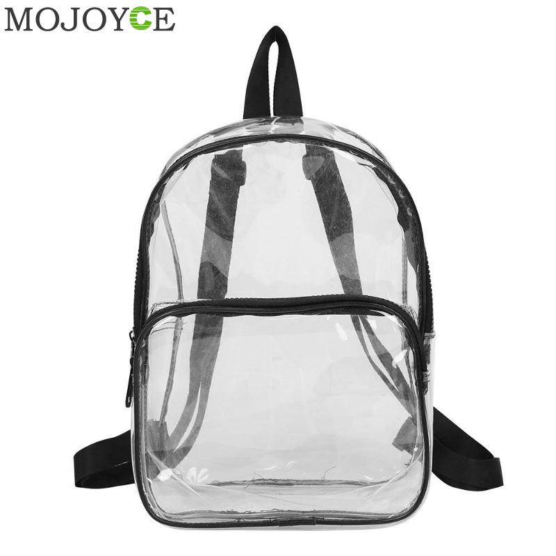 Unisex impermeável claro transparente pvc mochila para adultos e estudantes sacos de escola feminino sacos de ombro: Black
