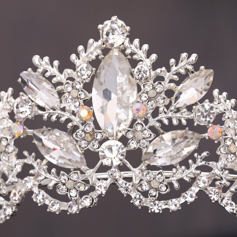 modisch Braut Haar Zubehör Silber Farbe Krone Kopfschmuck Barock Strass Kristall Hochzeit Tiara Haar Schmuck Zubehör