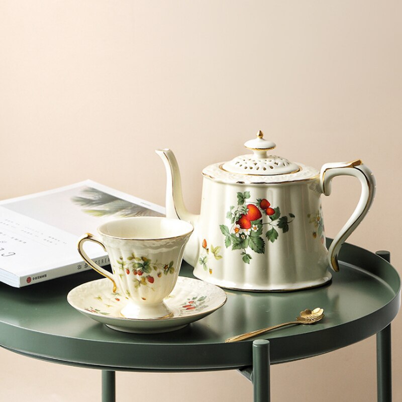 Ceramic European-style Small Luxury Home Tea Set High-end Phnom Penh Cup British Afternoon Tea Cup Flower Tea Cup Tea Pot