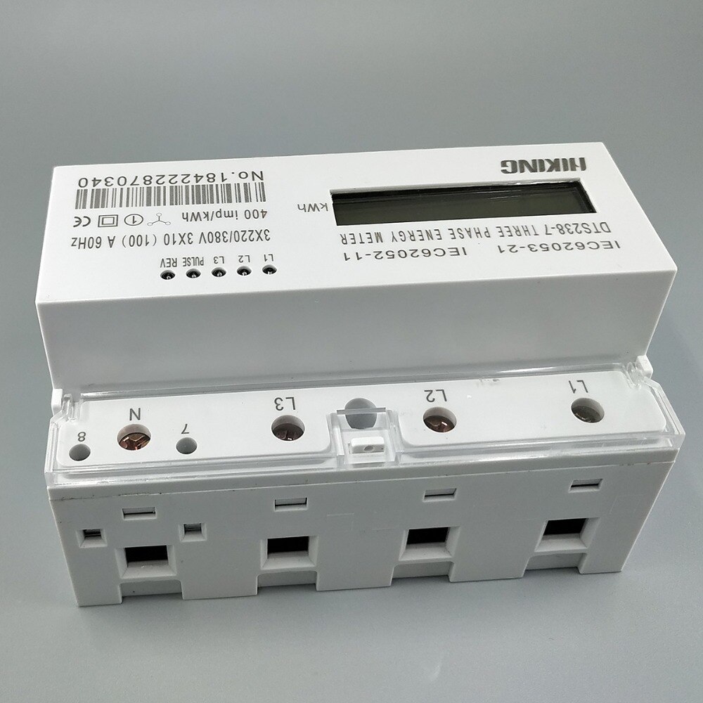 10(100)A 3*220V/380V 60HZ three phase Din rail KWH Watt hour din-rail energy meter LCD
