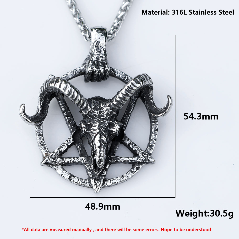 Collar con colgante de cabeza de oveja y demonio de Satán, ángel caído vikingo de acero inoxidable 316L, joyería Animal, novedad de 2022,