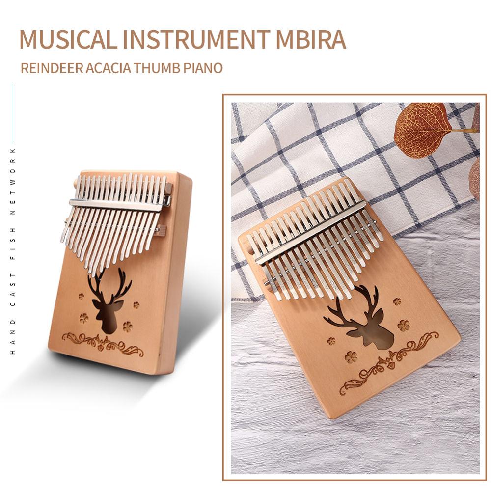 17 Keys Kalimba Musical Instrument Spruce Thumb Finger Piano African Sanza Mbira with Tuning Hammer Sticker for Beginner Kids