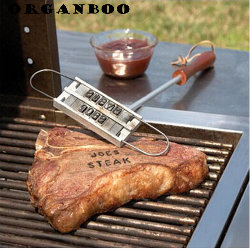 Organboo 1 setti pihvi lihagrilli bbq lihabrändäys silitysrauta vaihdettavilla kirjaimilla bbq työkalutarvikkeet vaihdettavat 55 kirjainta