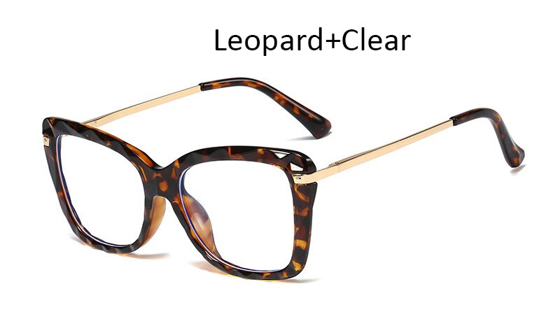 Anti Blauw Licht Bril Transparante Vierkante Optische Computer Bril Vrouwen Blauw Licht Big Frame Clear Cat Eye Vrouwen 'S: Leopard Clear