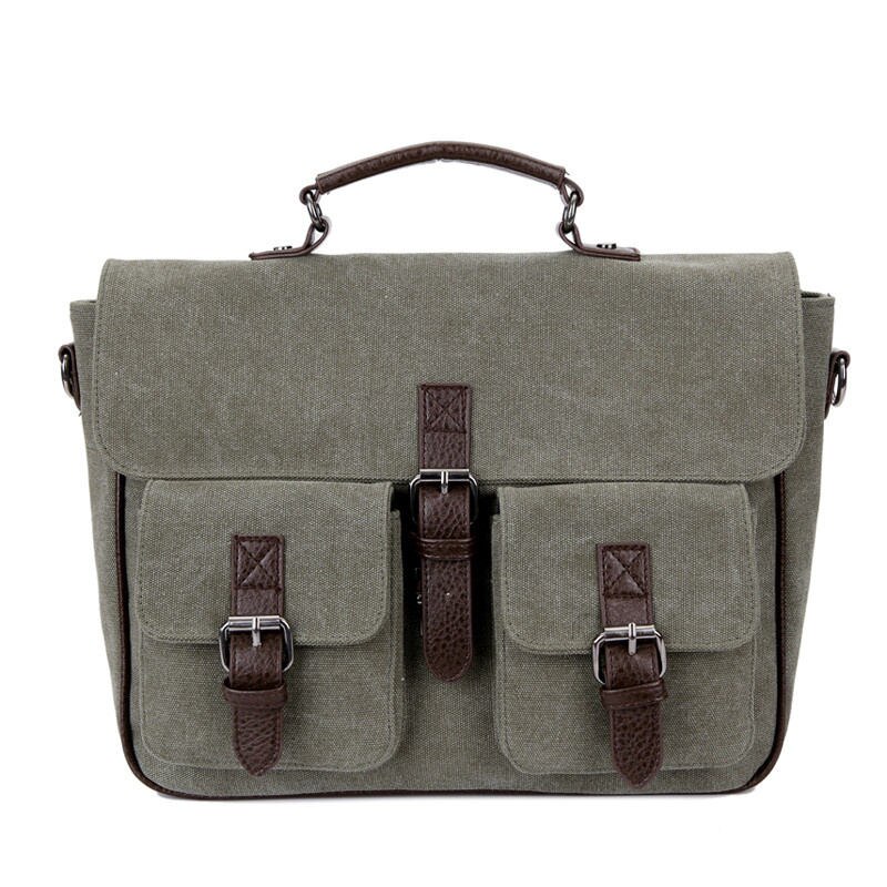 Kantoor Man Aktetas Tas Klassieke Stijl Business Mannen Tas Documenten Canvas Schoudertas Rugzak Rugzak Mannen Canvas Handtassen: Army Green