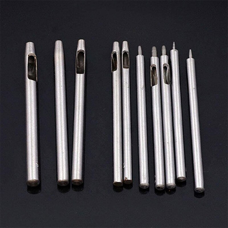 10Pcs Leather Hole Punch Cutter 0.5mm-5mm Leather Working Tools for Leather Plastics Round Hollow Hole Punch Cutter Tool