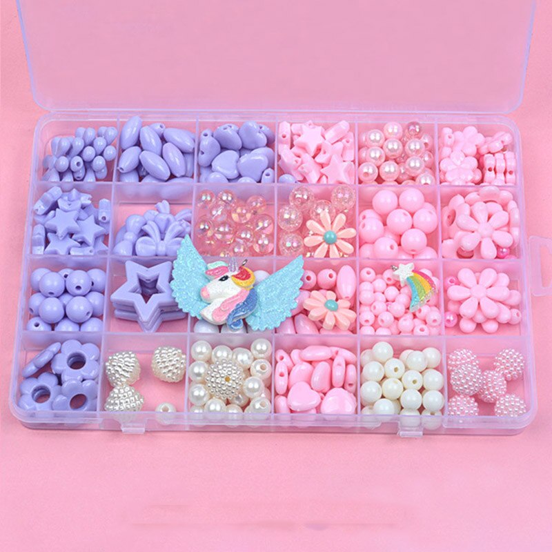 Zestaw do tworzenia bransoletki z koralików zabawki dla dzieci DIY 24 siatki ręcznie robione puzzle koraliki dla dziewczynek zestaw dziewczyny zabawki dla 3 5 7 9 11: O