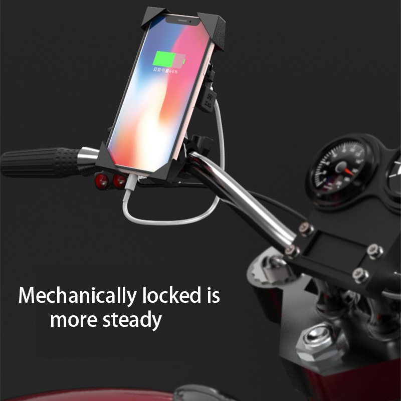 Motorrad praktisch Halfter Halterung Unterstützung Mit USB Schnelle 2.1A Ladegerät 360 Grad Drehung für Moto 4-6 Zoll für Huawei Xiaomi