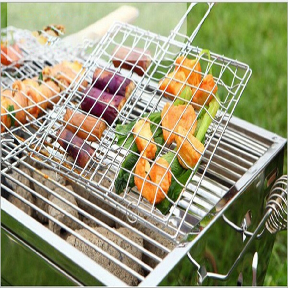 Outdoor Barbecue Tool Rvs Omkeerbare Hittebestendig Houten Handvat Barbecue Gegrilde Vis Clip