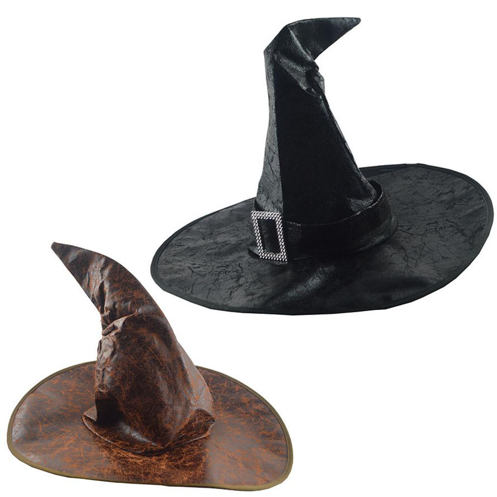 Kvinner stor ruched heks lue klær tilbehør til halloween fest årgang cos hatt kvinner menn hofte-hopp lokk  a21