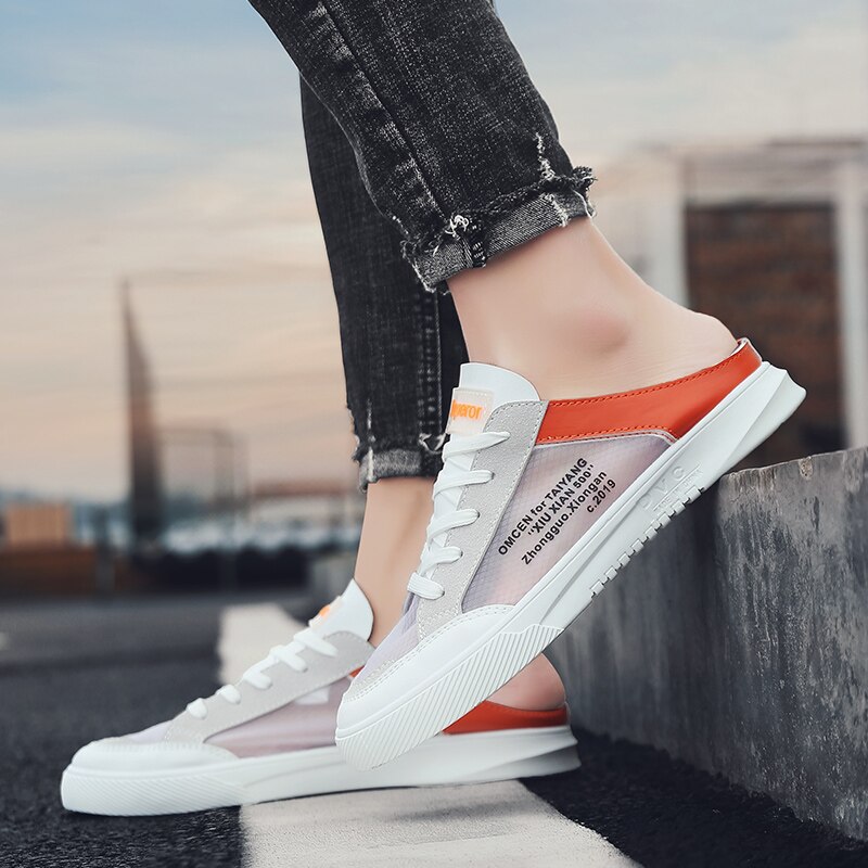 eté demi pantoufles chaussures pour hommes chaussures décontractées coréennes en Une étape chaussures marée chaussures paresseux chaussures