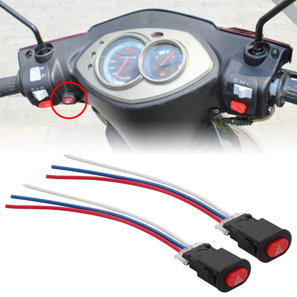 1pc motorcykellås fare lysafbryder dobbelt advarselsblink nødsignal w /3 ledninger motorcykel tilbehør