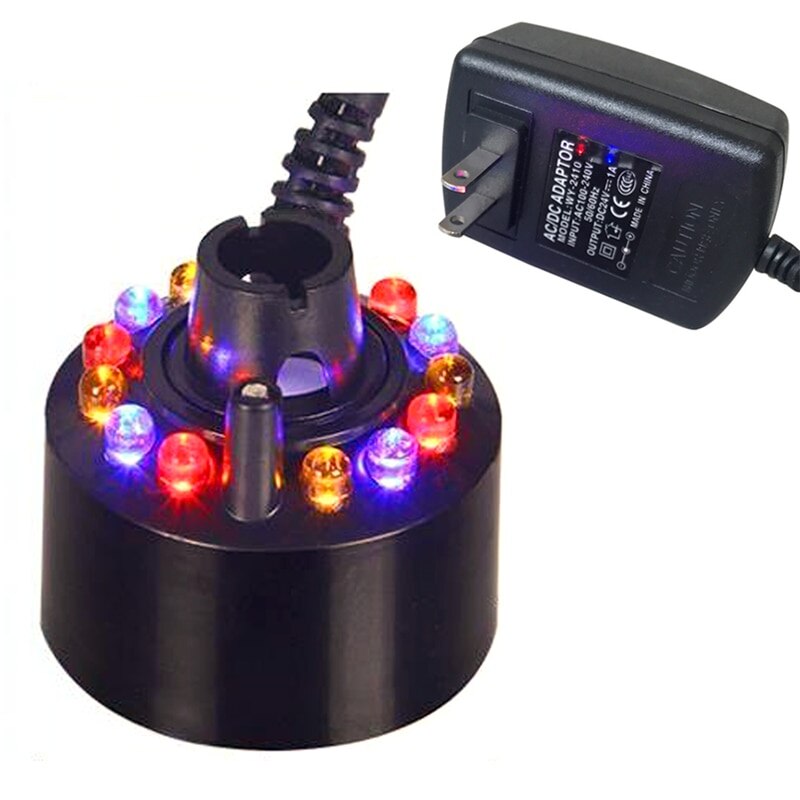12 LED Colorful Ultrasonic Humidifier Mist Maker Fogger for Water Fountain water feature Creating Atmosphere Air Humidifier: US Plug